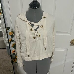 Michael Kors Cream Lace Up Hoodie
